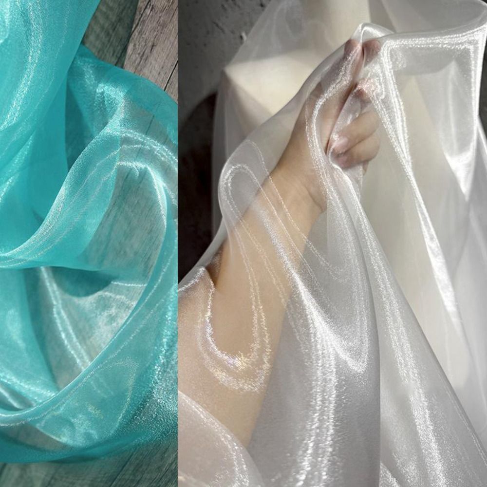 Crystal Mesh Fabric - 光沢のあるクリスタルオーガンザ生地、半透明のリキッドシャインシアー ガーゼクロス、柔らかなドレープ性のあるDIY用光沢メッシュ生地