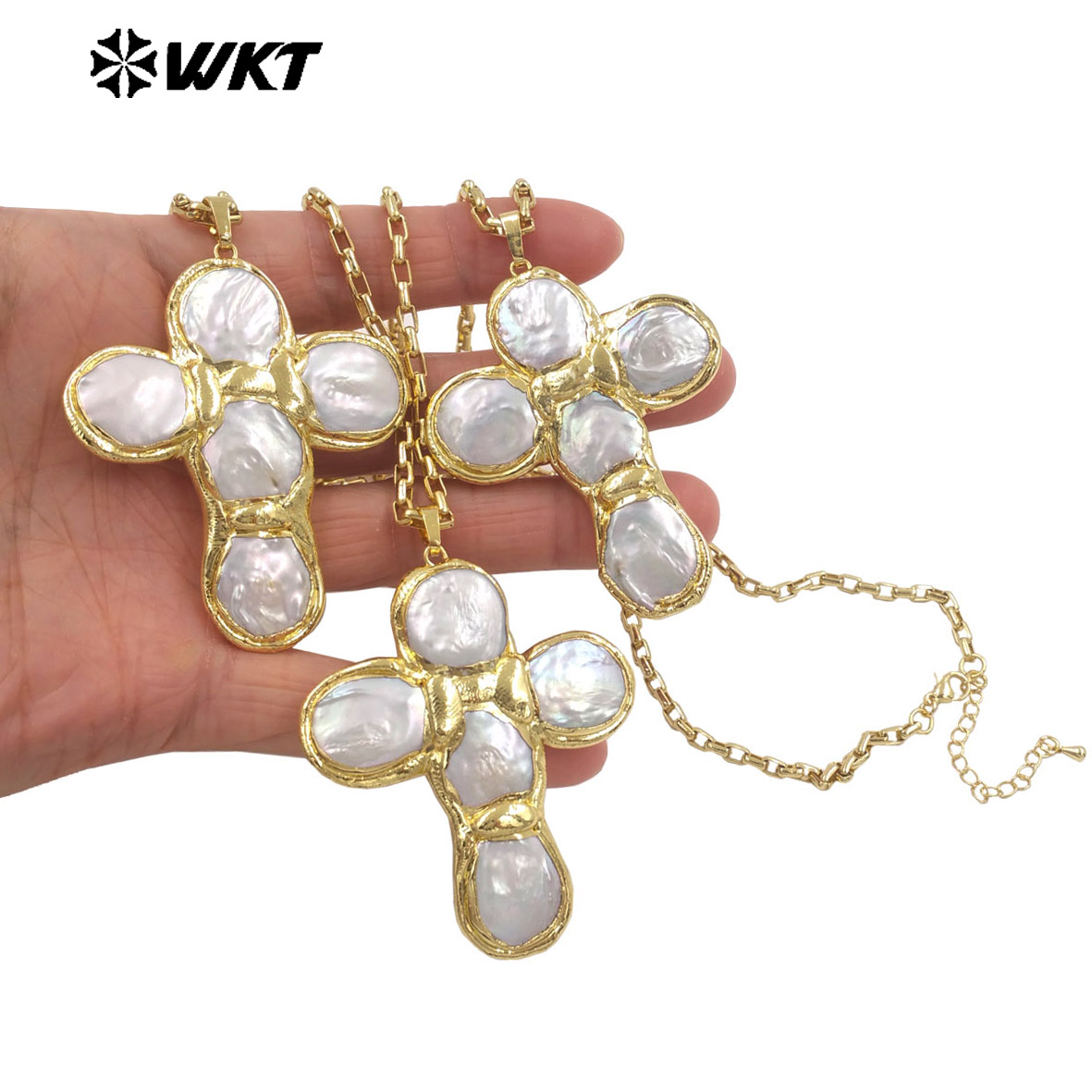 WT-JN349 最新デザイン 天然淡水パール クロス型 1 - Pearl Trim Chain のレビューと価格